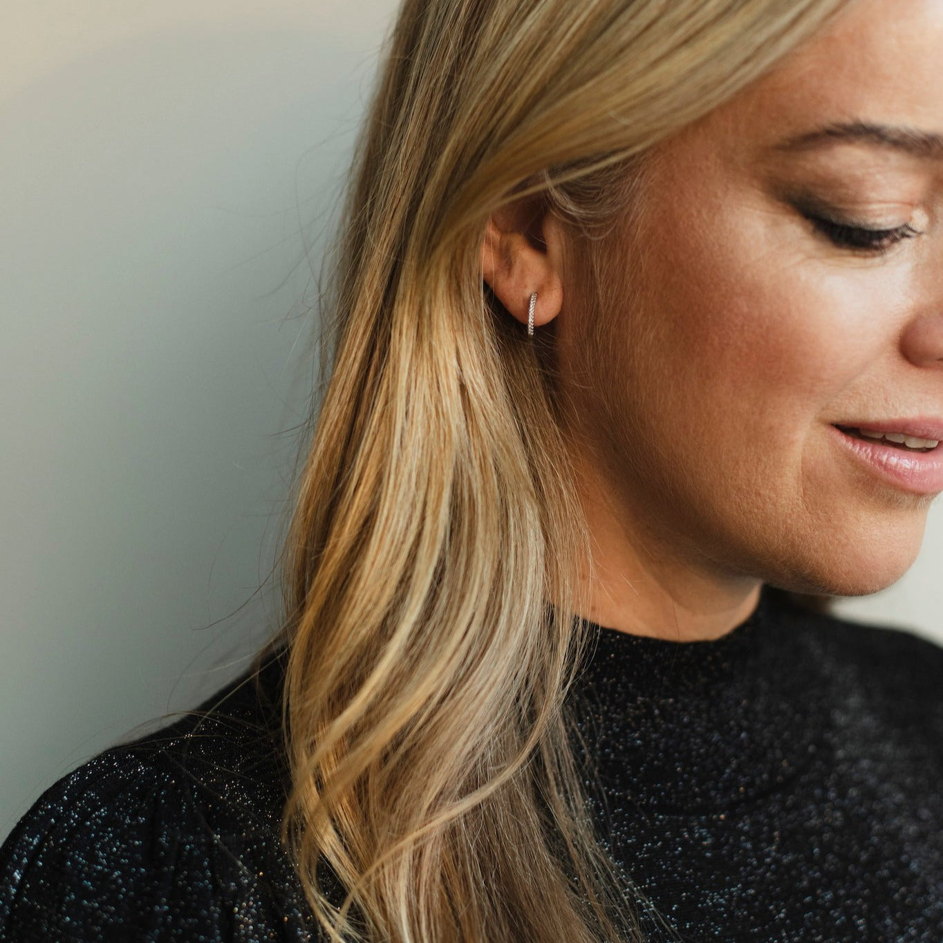 Ingrid Diamond Hoop Earrings, 18k Yellow Gold / White Gold