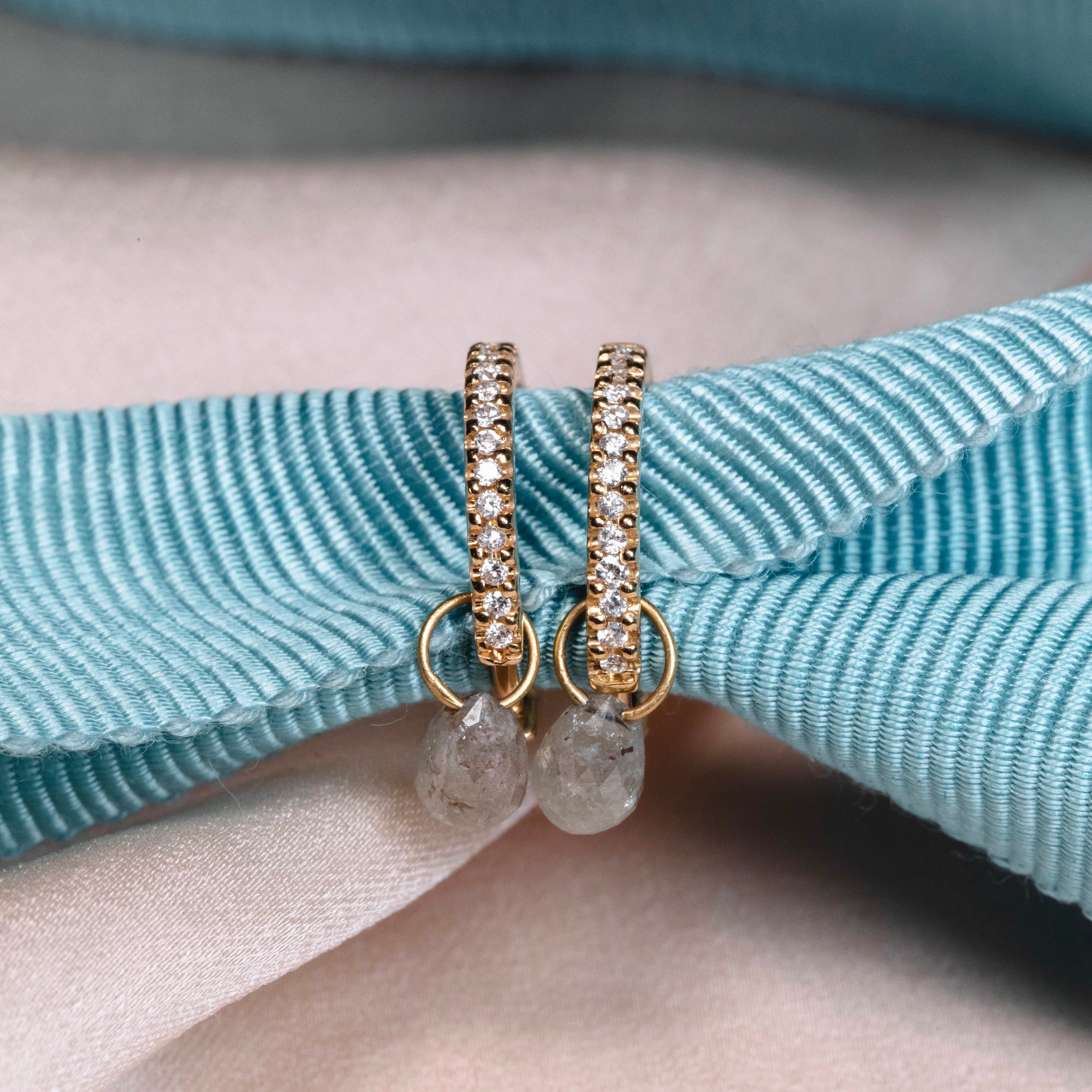 Ingrid Diamond Hoop Earrings, 18k Yellow Gold / White Gold