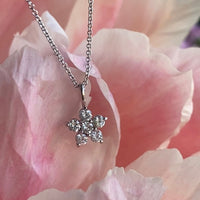 Amy Diamond Flower Necklace, 18K White Gold