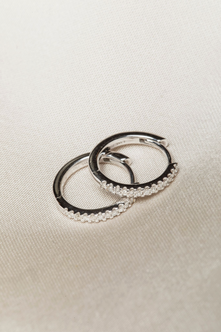 Ingrid Diamond Hoop Earrings, 18k Yellow Gold / White Gold