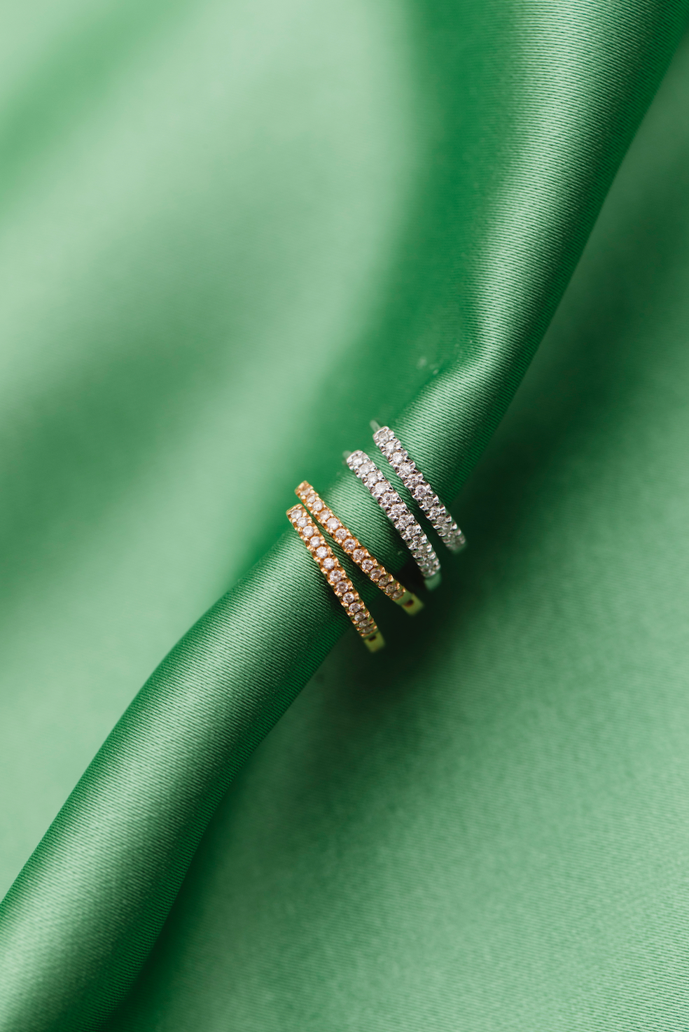 Ingrid Diamond Hoop Earrings, 18k Yellow Gold / White Gold