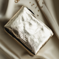 Gold Leather Jewelry Pouch