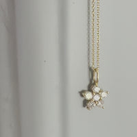 Amy Diamond Flower Necklace, 18K Gold / White Gold