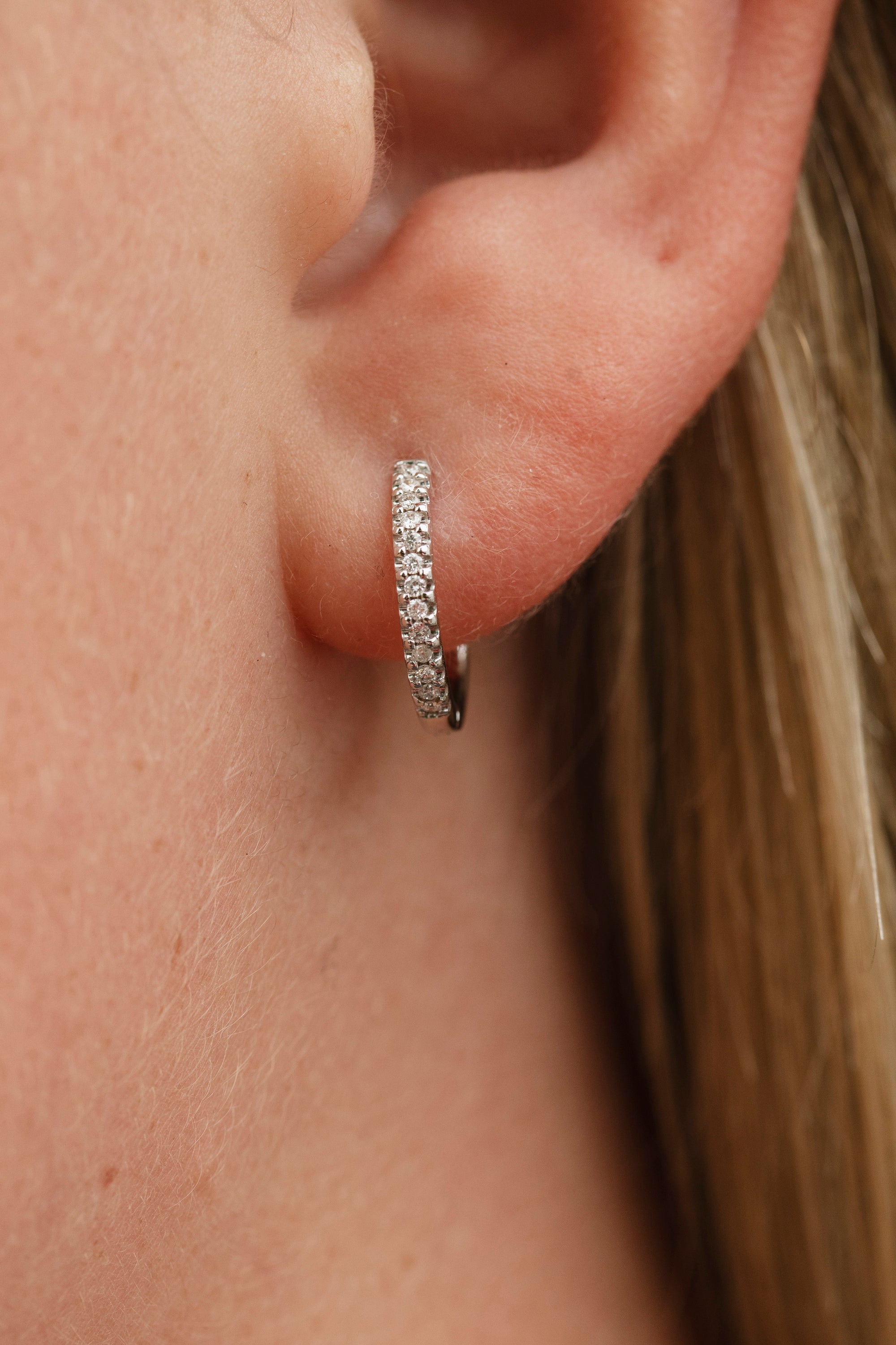 Ingrid Diamond Hoop Earrings, 18k Yellow Gold / White Gold