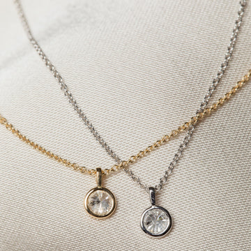 Greta Single Diamond Necklace, 18k Gold / White Gold
