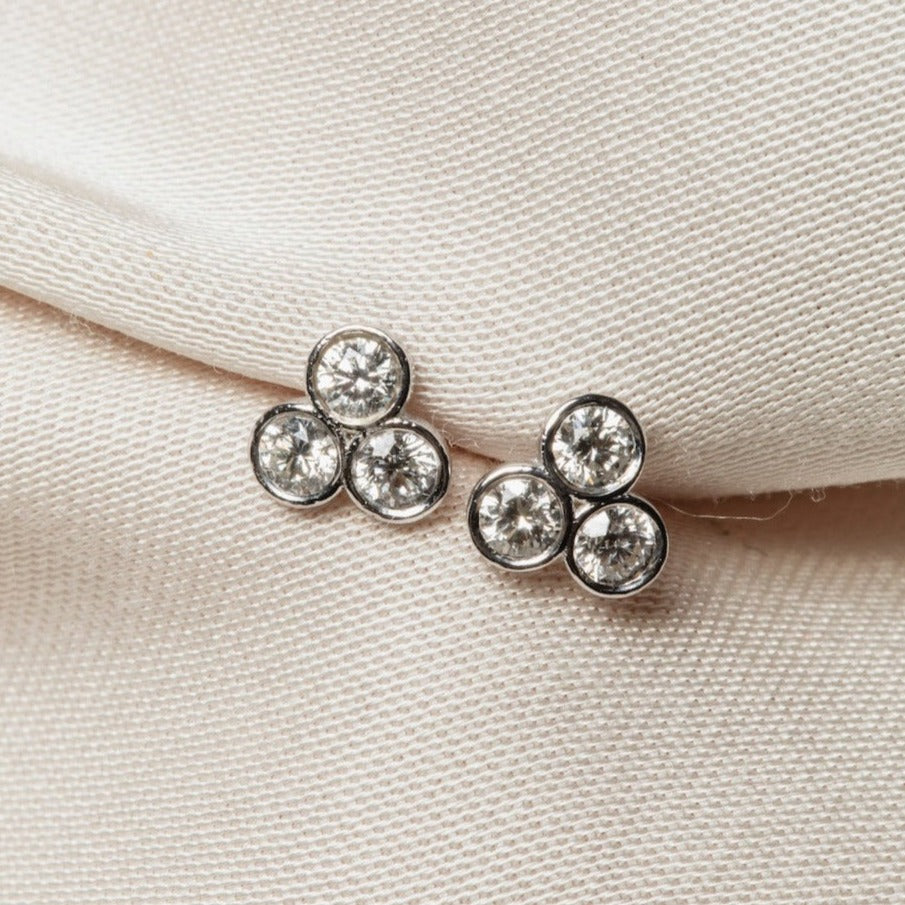 Beata Bezel Diamond Earrings, 18k White Gold