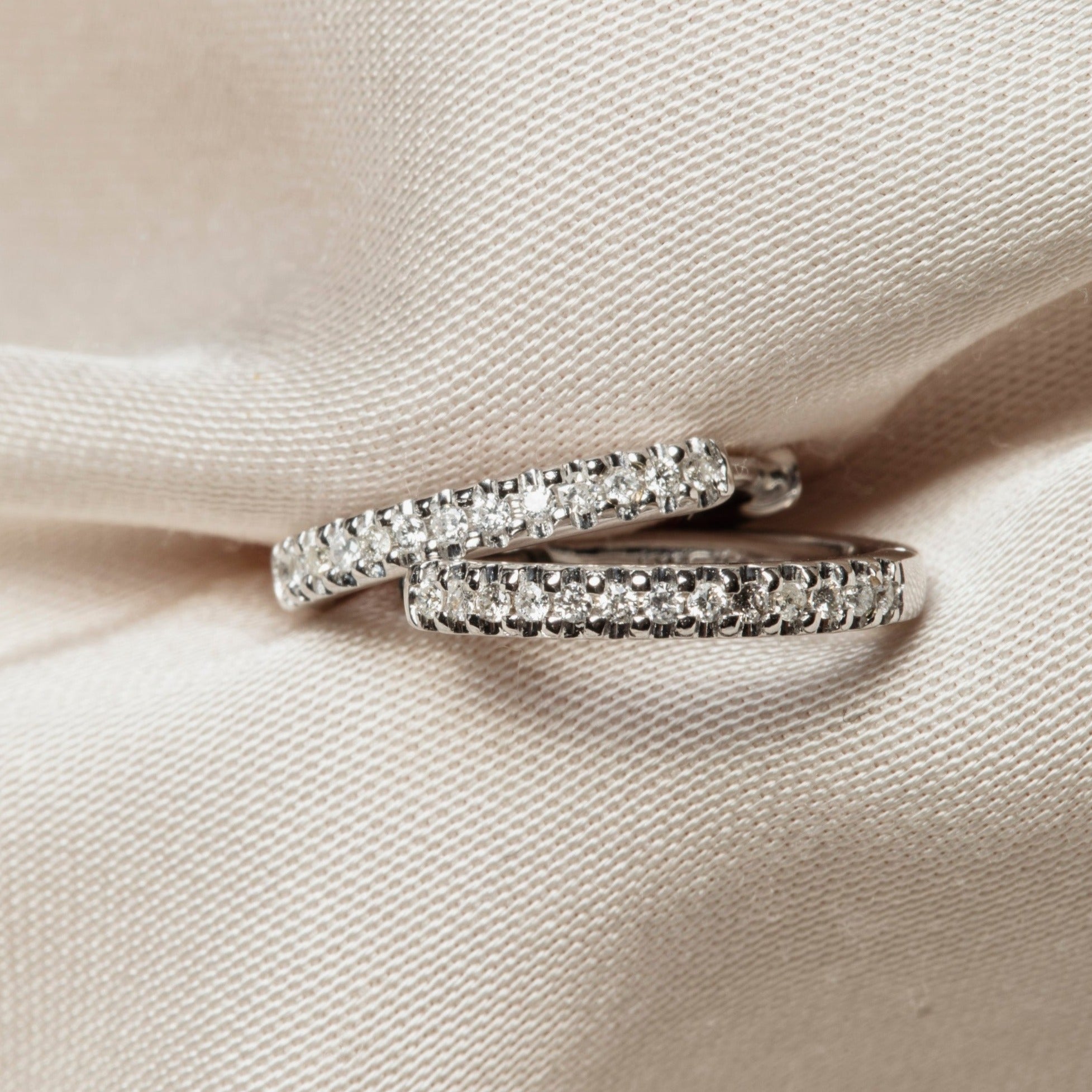 Ingrid Diamond Hoop Earrings, 18k Yellow Gold / White Gold