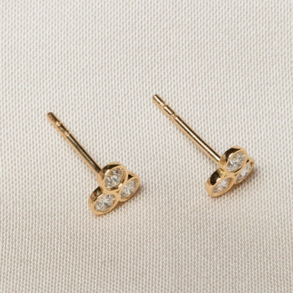 Beata Bezel Diamond Earrings, 18k Gold / White Gold