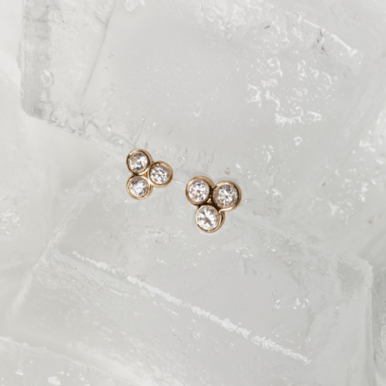 Beata Bezel Diamond Earrings, 18k Gold
