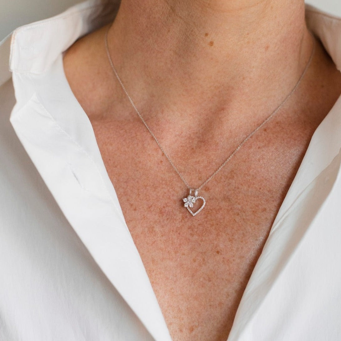 Amy diamantblomma, berlock, 18K gult guld / vitguld