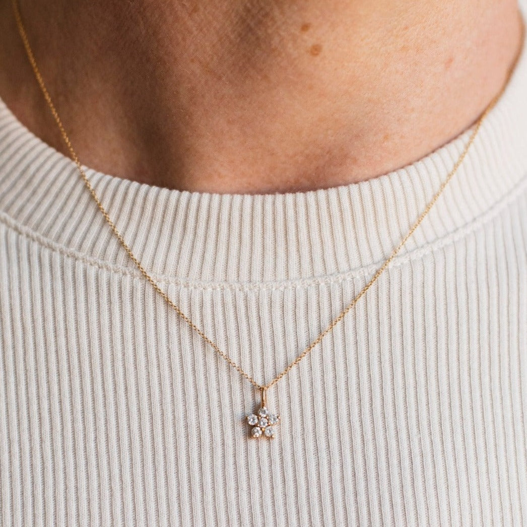 Amy diamantblomma, berlock, 18K gult guld / vitguld