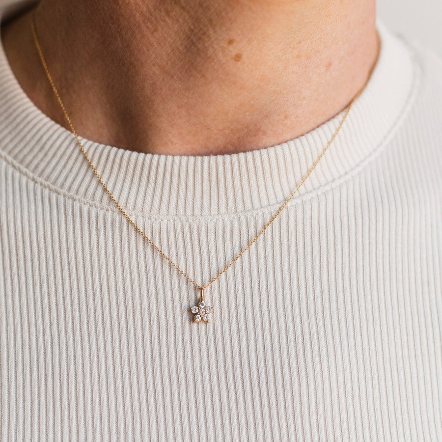 Amy Diamond Flower Necklace, 18K Gold