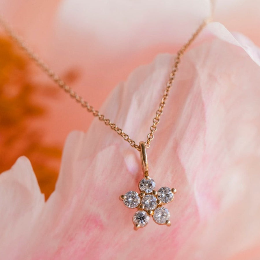 Amy diamantblomma, berlock, 18K gult guld / vitguld