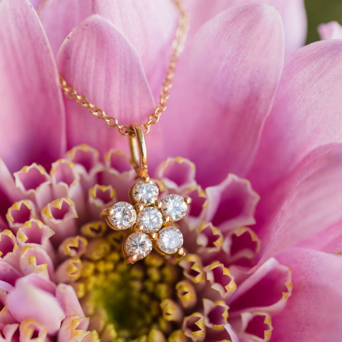Amy diamantblomma, berlock, 18K gult guld / vitguld
