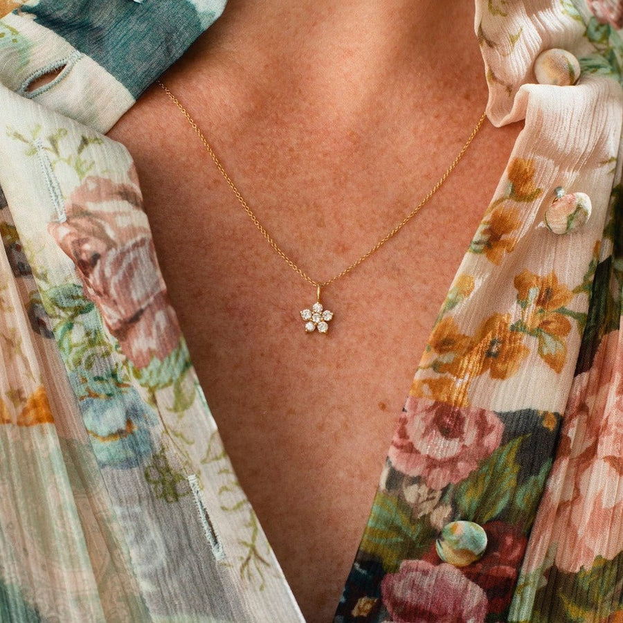 Amy diamantblomma, berlock, 18K gult guld / vitguld