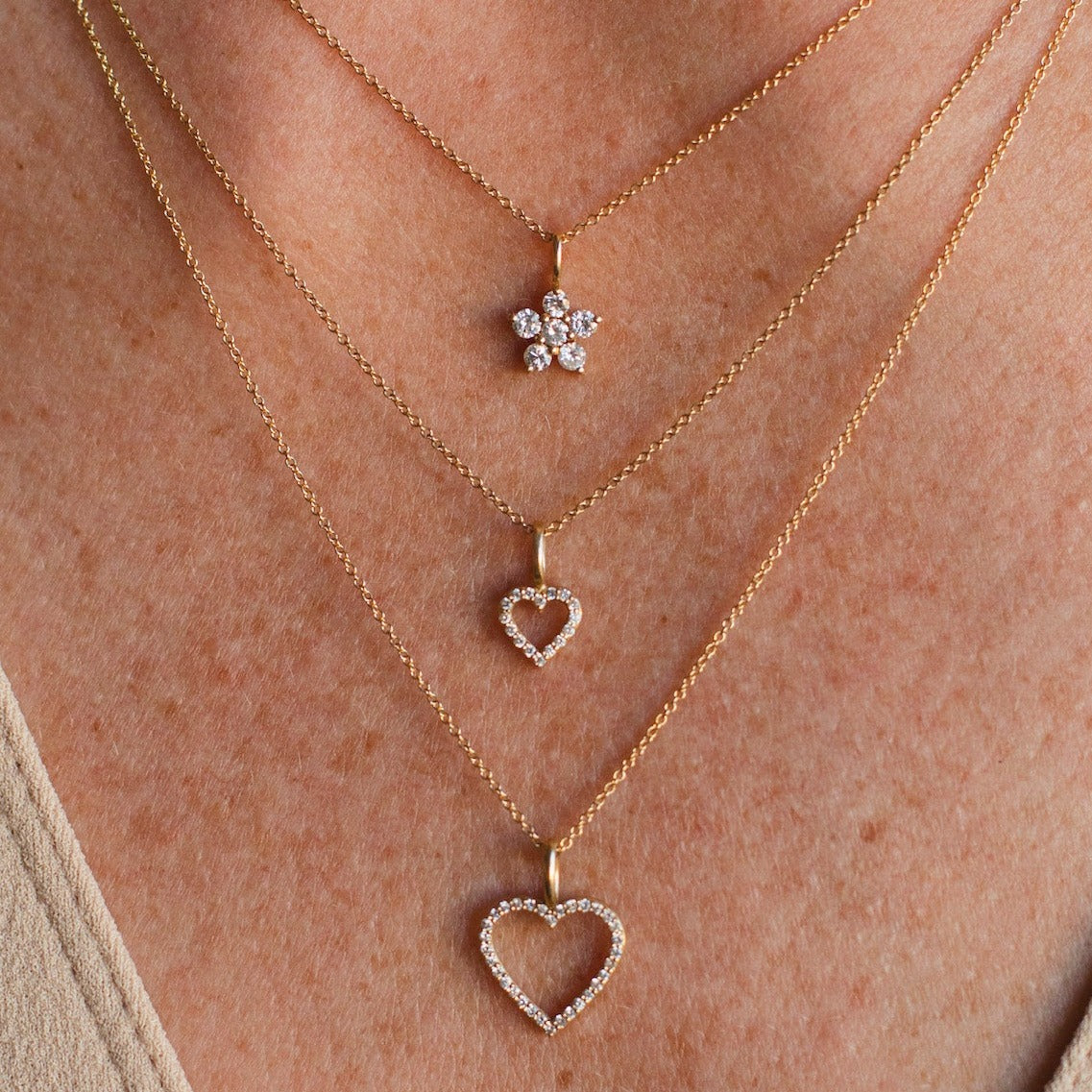 Astrid XL Heart Pendant, 18k Yellow Gold / White Gold