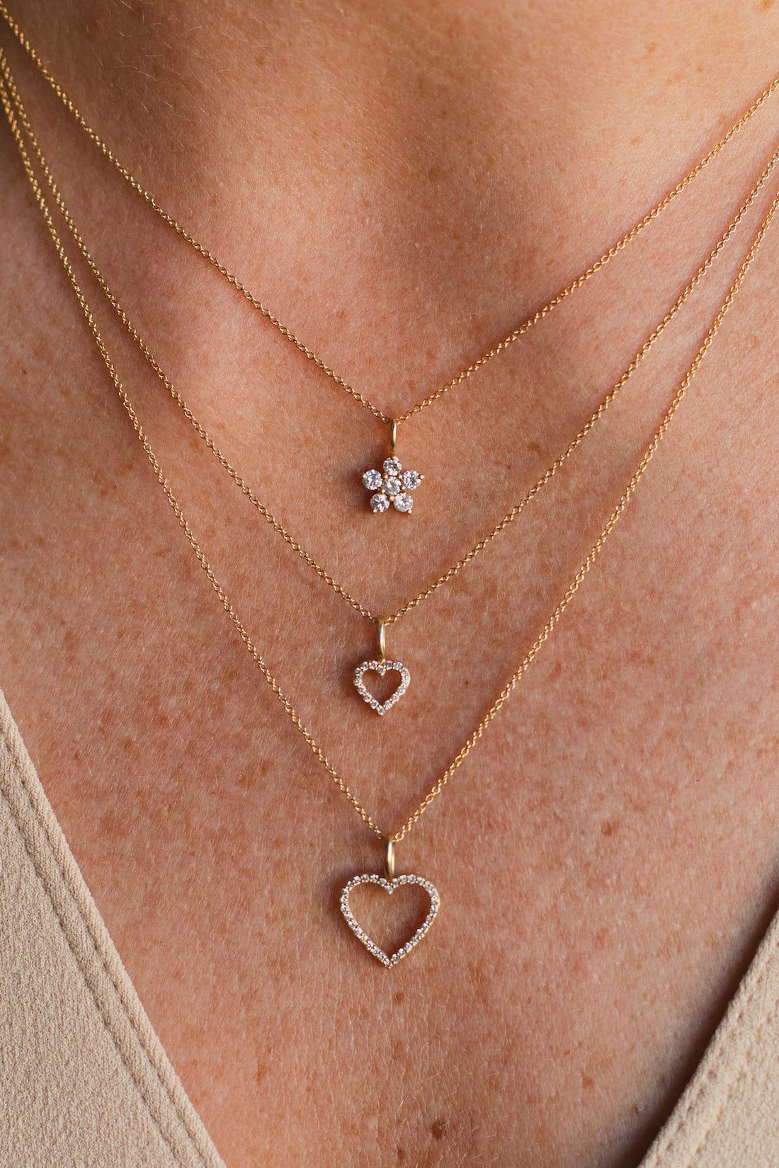 Astrid Heart Necklace, 18k Yellow Gold / White Gold