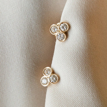 Beata Bezel Diamond Earrings, 18k Gold / White Gold