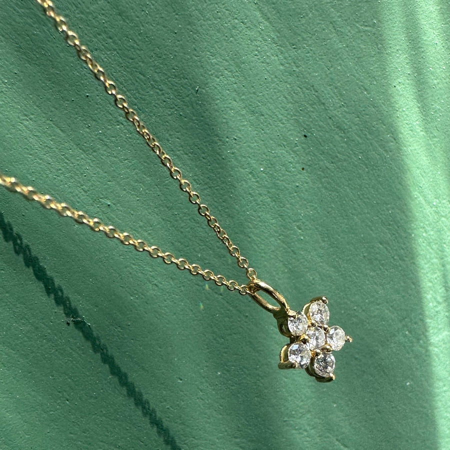 Amy Diamond Flower Pendant, 18K Gold / White Gold