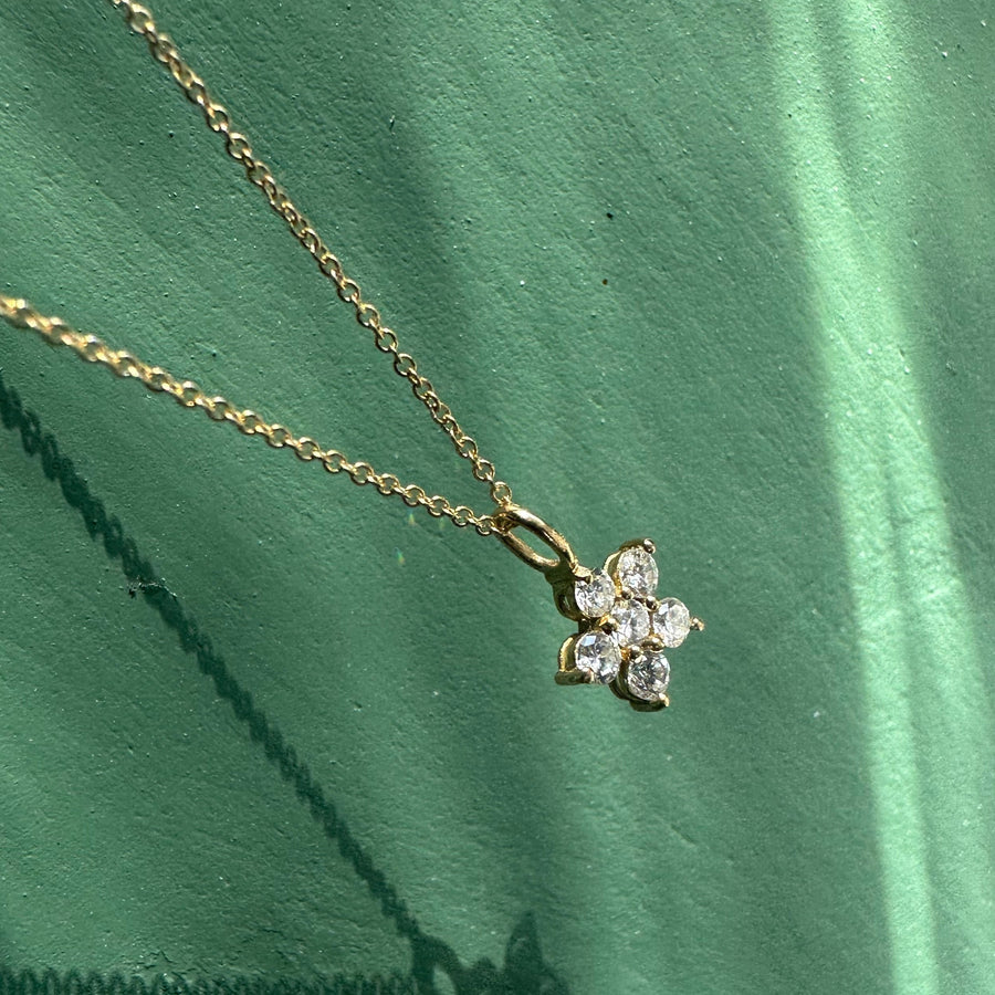 Amy Diamond Flower Necklace, 18K Gold / White Gold