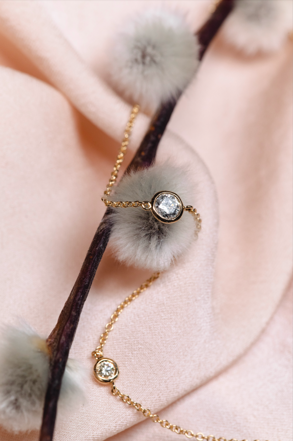 Elisabeth Five Diamond Necklace, 18k Yellow Gold / White Gold