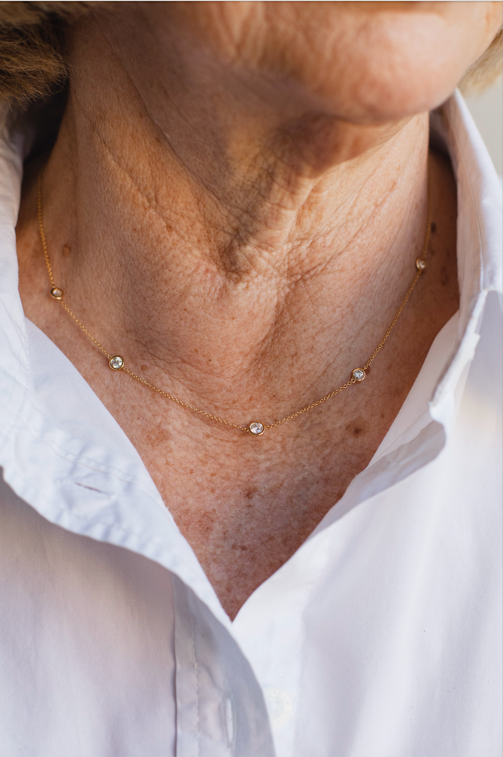 Elisabeth Five Diamond Necklace, 18k Yellow Gold / White Gold