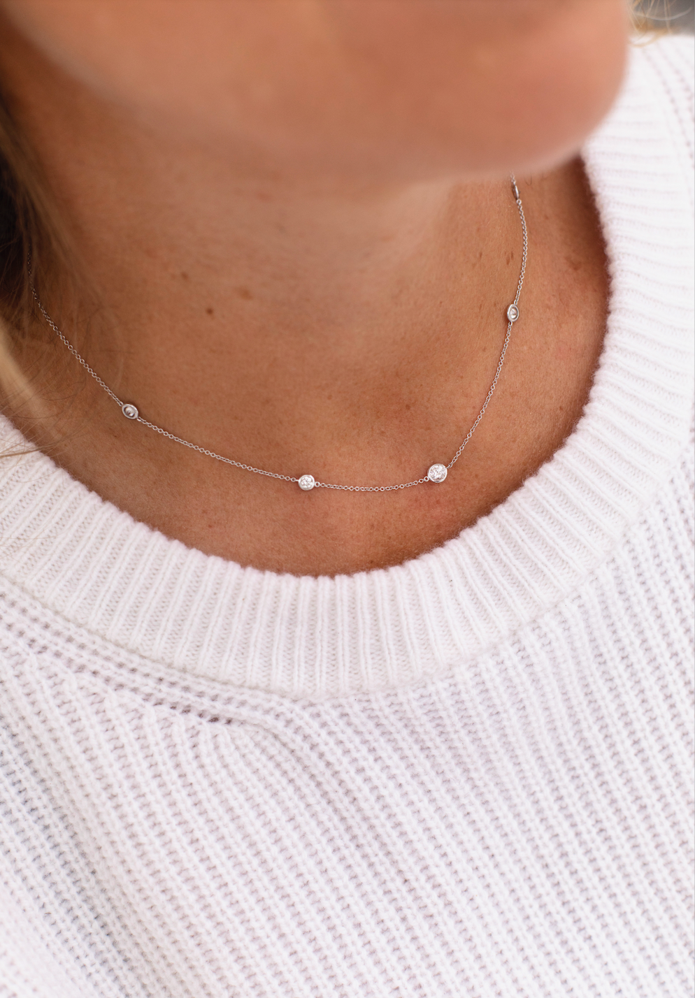 Elisabeth Five Diamond Necklace, 18k Yellow Gold / White Gold