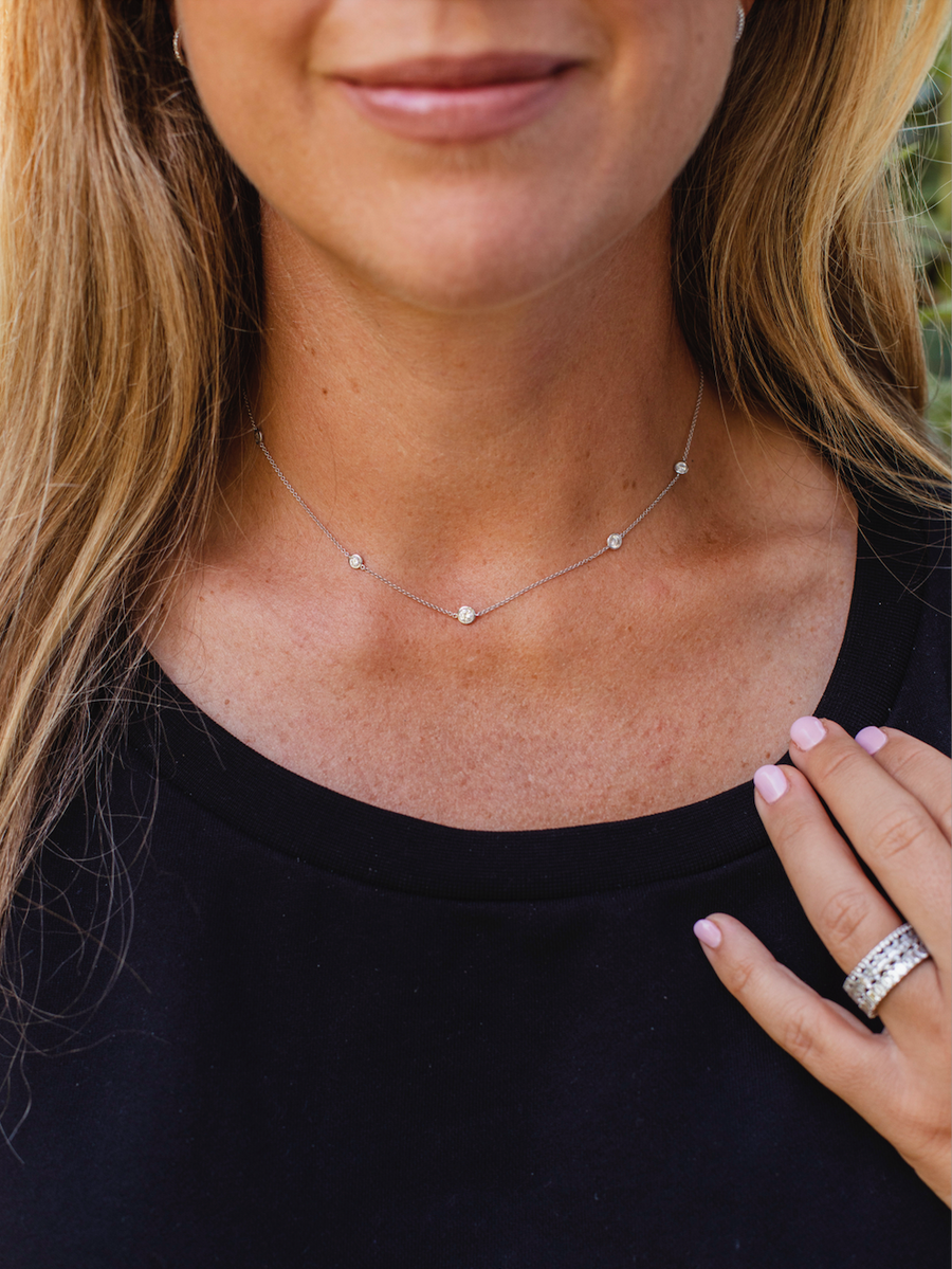 Elisabeth Five Diamond Necklace, 18k Yellow Gold / White Gold