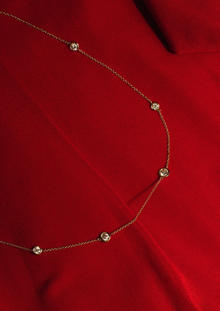 Elisabeth Five Diamond Necklace, 18k Yellow Gold / White Gold