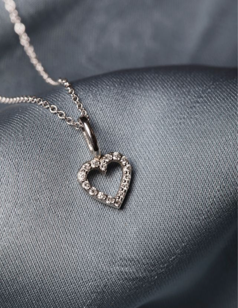 Astrid Heart Necklace, 18k Yellow Gold / White Gold