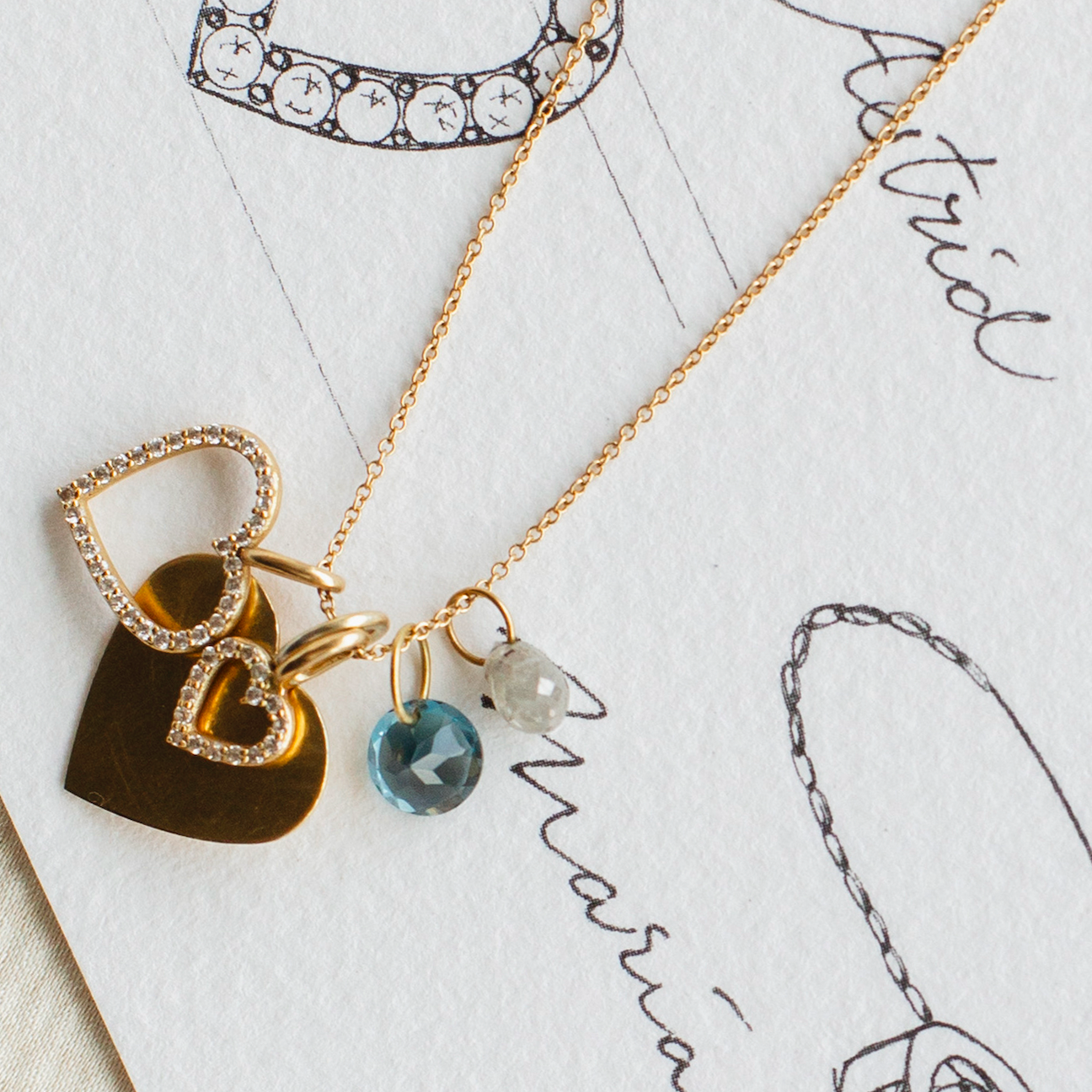 Astrid XL Heart Pendant, 18k Yellow Gold / White Gold