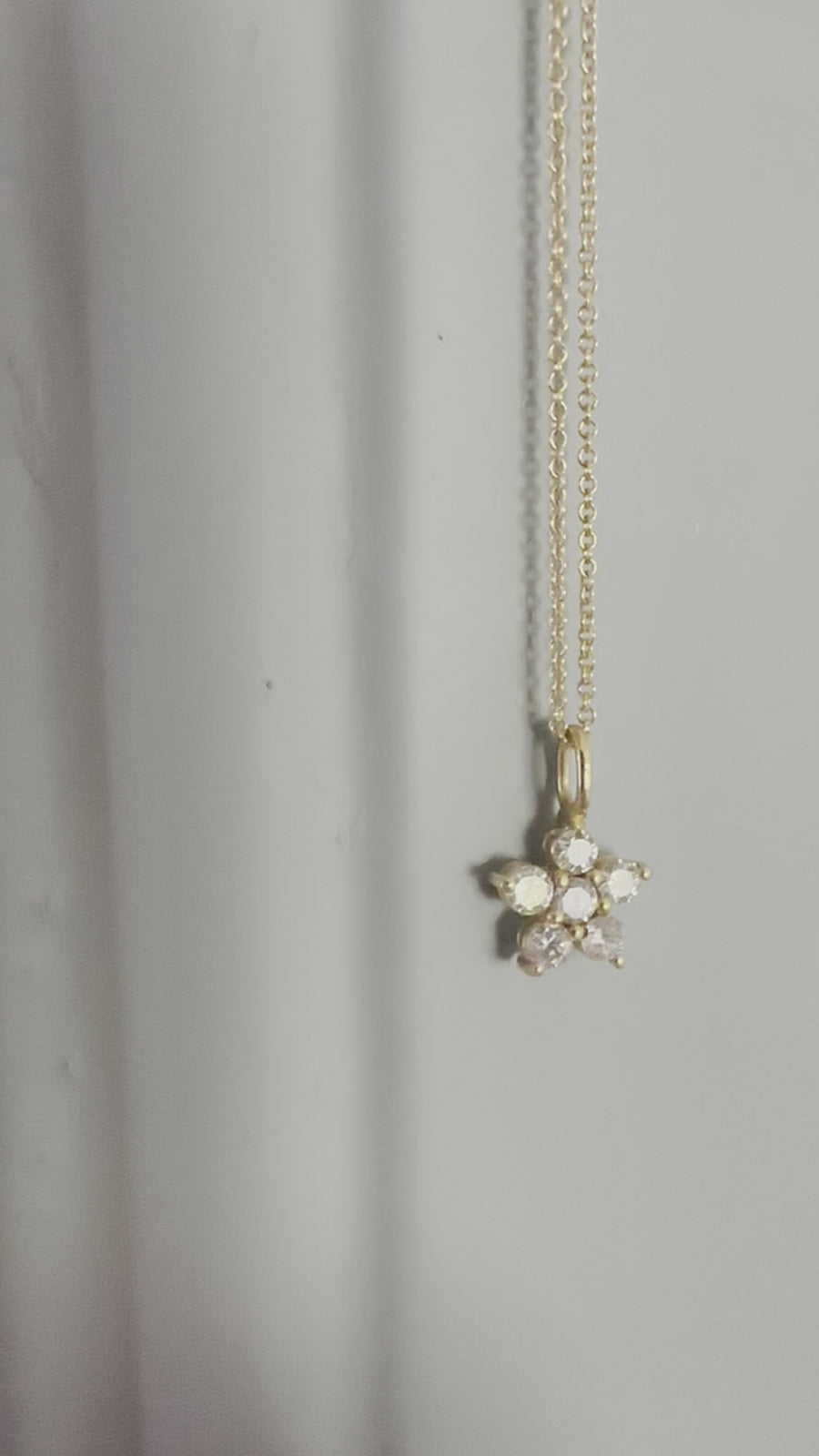 Amy Diamond Flower Necklace, 18K White Gold