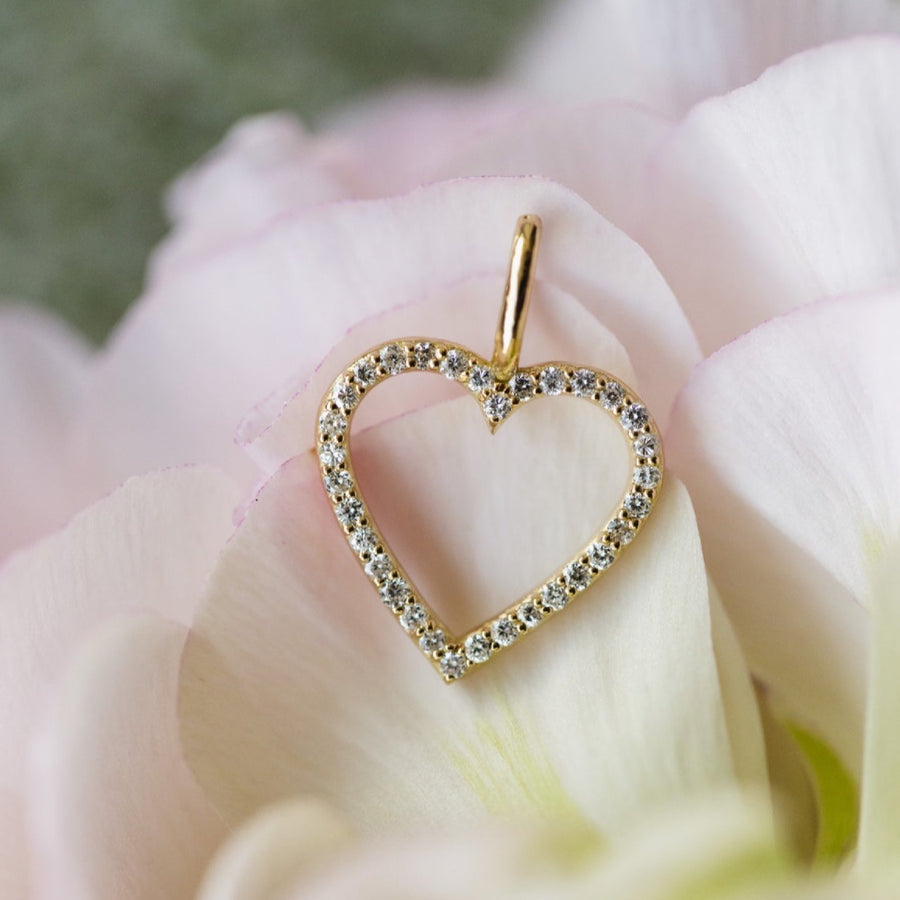Astrid XL diamanthjärta berlock, 18k gult guld / vitguld