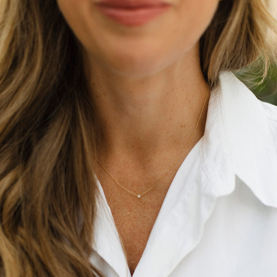 Mary Signature Diamond Necklace, 18k white gold