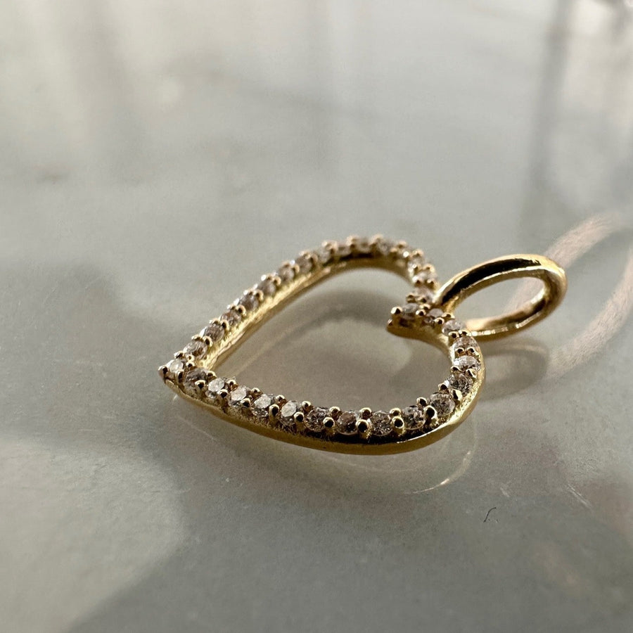 Astrid XL diamanthjärta berlock, 18k gult guld / vitguld
