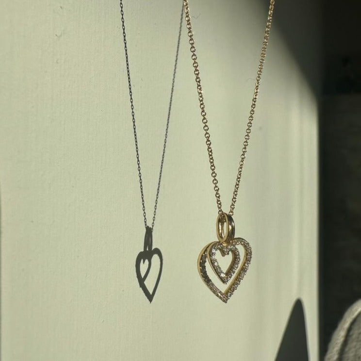 Astrid XL diamanthjärta berlock, 18k gult guld / vitguld